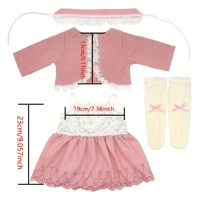 Peach Pink Doll Outfit for 18" Reborn Dolls - Lace Skirt Set