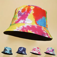 Colorful Tie Dye Bucket Hat Graffiti Hip Hop Fisherman Cap