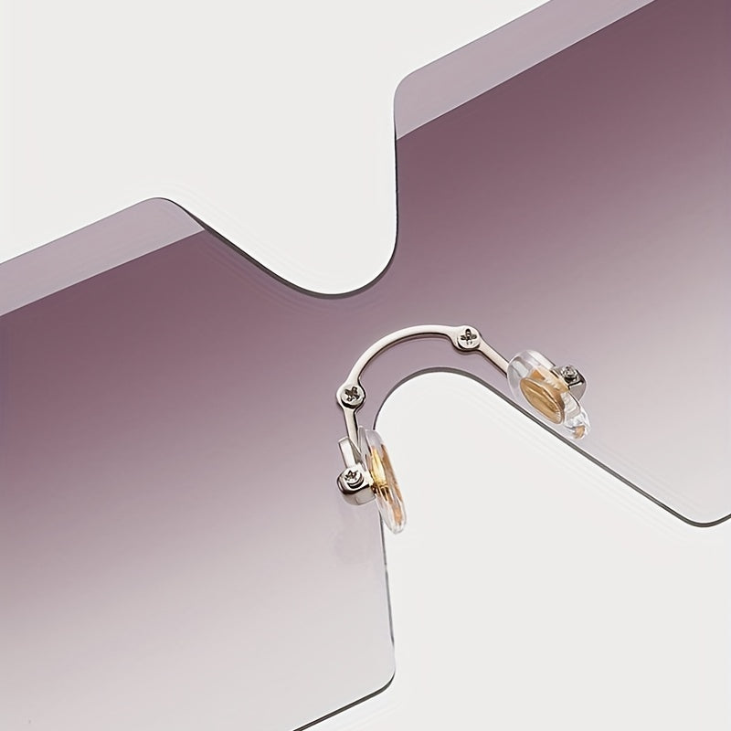 Oversized Gradient Rimless Sunglasses UV400