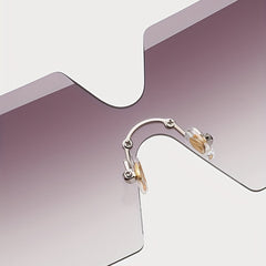 Oversized Gradient Rimless Sunglasses UV400