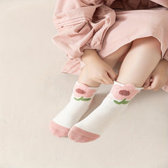 5 Pairs Girls Kids Socks Elastic Comfy Warm Socks For Autumn Winter