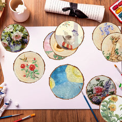 10pcs Natural Wood 7.98-9 Unfinished Round Art Thick Wood Pieces