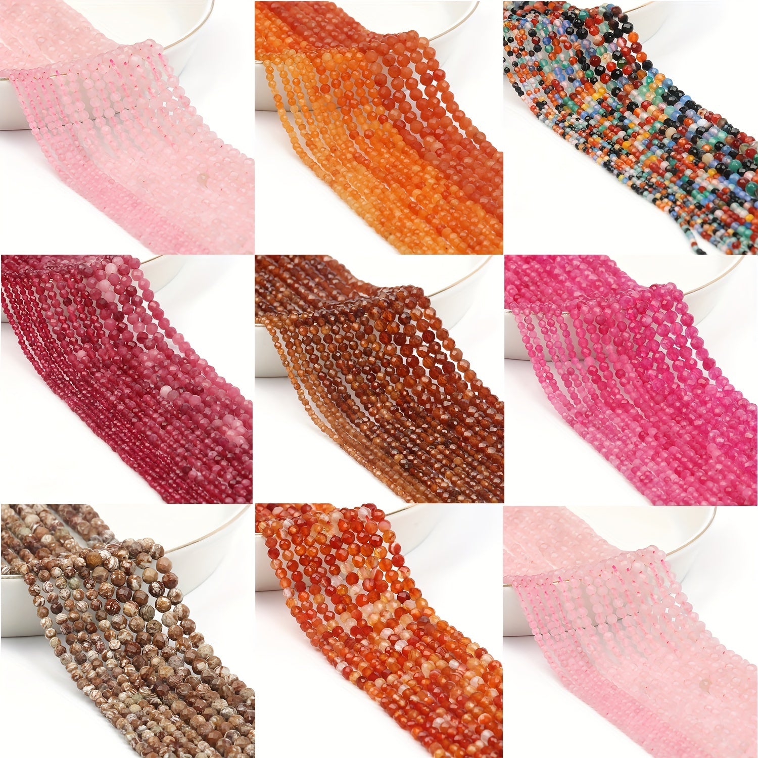Natural Faceted Stone Red Small Beads for Jewelry Making