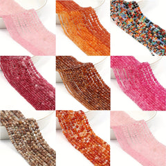 Natural Faceted Stone Red Small Beads for Jewelry Making