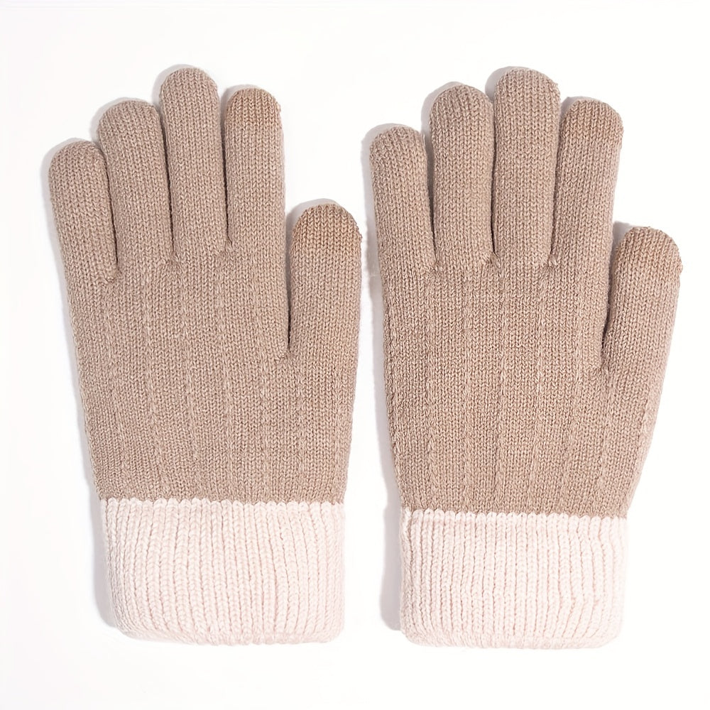 Winter Warm Knitted Gloves Touch Screen Full Finger Gloves Cold Weather