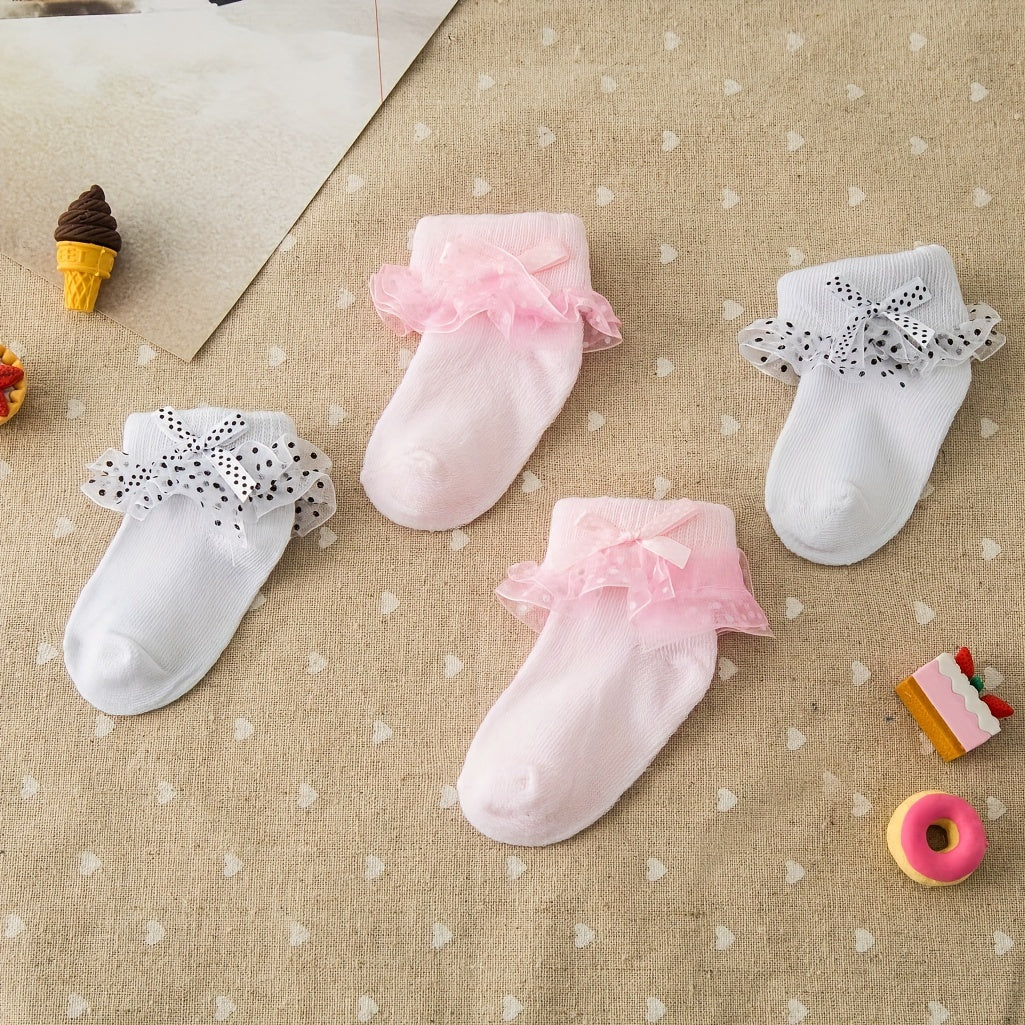 Newborn Baby Lace Flower Princess Socks Soft Cotton Infant Girls