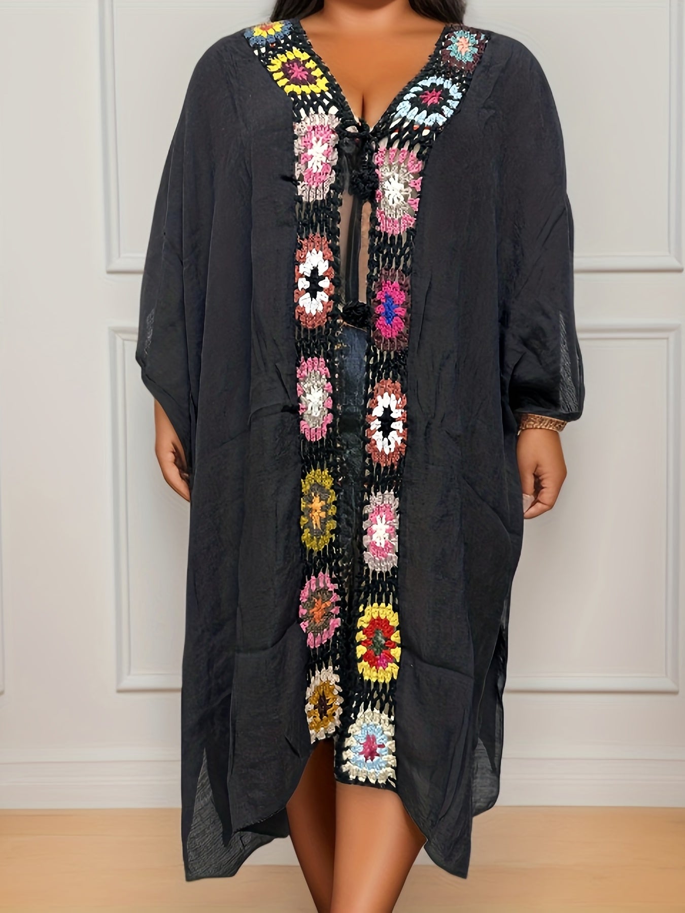 Crochet Flower Cover Up Half Sleeve