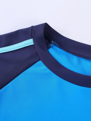 Boys Swimsuit Raglan Sleeve Top & Shorts Set with Cap