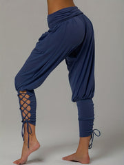 Ruched High Waist Drawstring Pants Casual