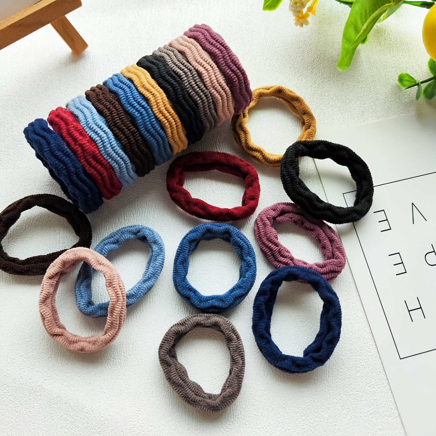 20pcs Colorful Wave Pattern Hair Ties for Girls and Women