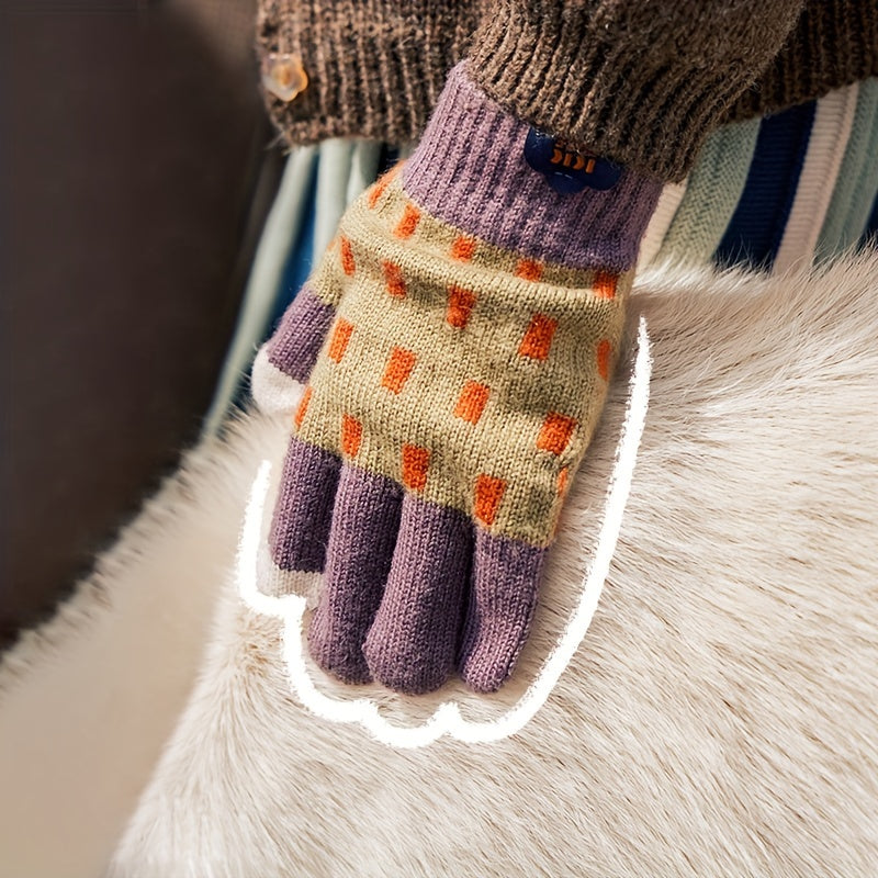 Kids Knitted Touch Screen Gloves for Spring Autumn Winter, Boys Girls Warm Glove