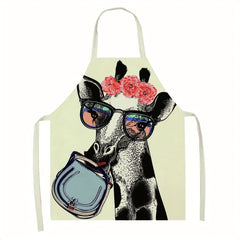 Cute Animals Pattern Apron Sleeveless Kitchen Apron for Women