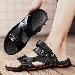 Men's Leather Slide Sandals Non Slip Quick Drying Comfortable