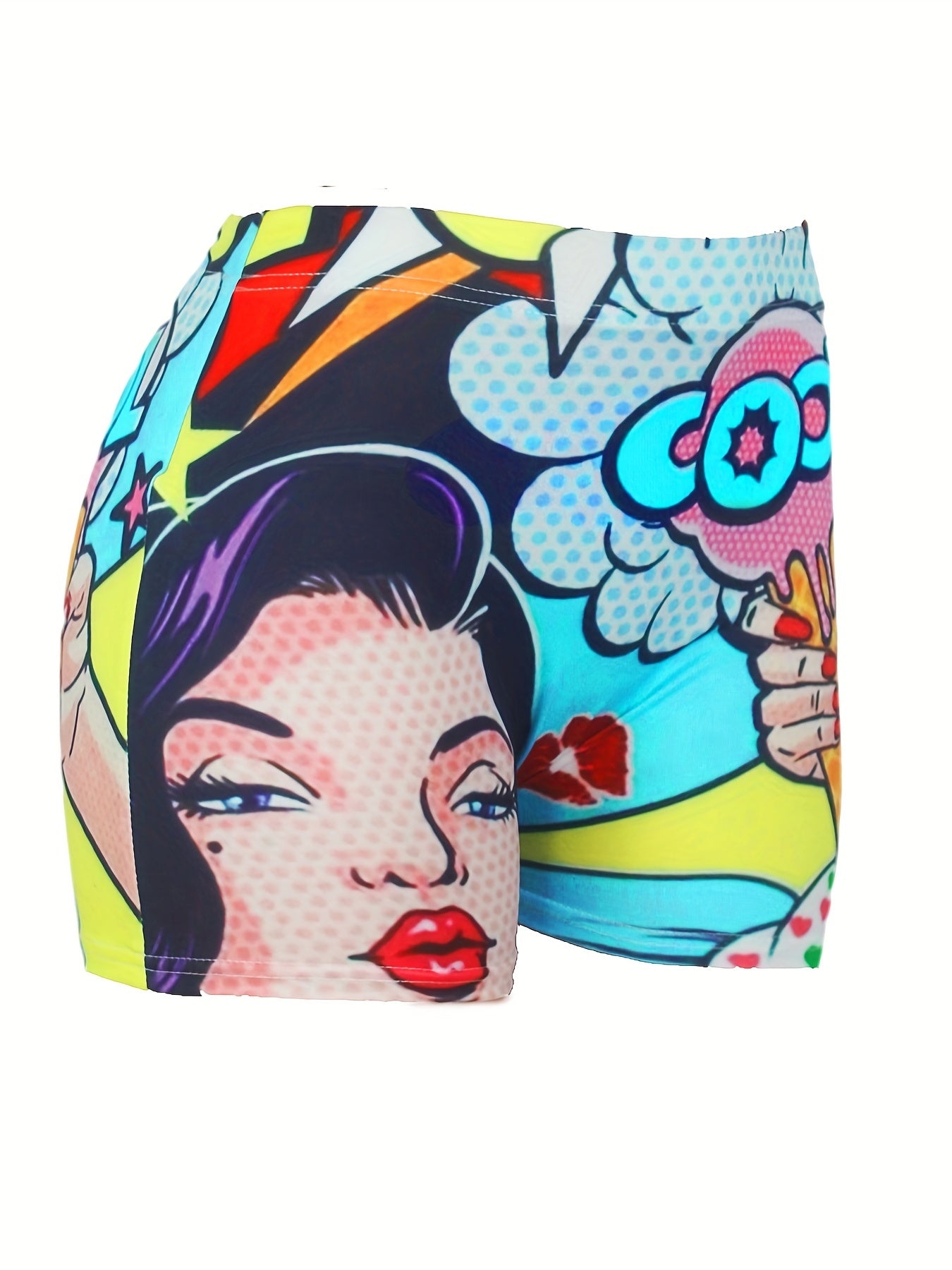 Cartoon Print Skinny Shorts Yoga Casual Summer Shorts Women's Clothing