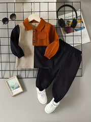 2pcs Toddler Boys Corduroy Shirt & Pants Set Kids Clothes