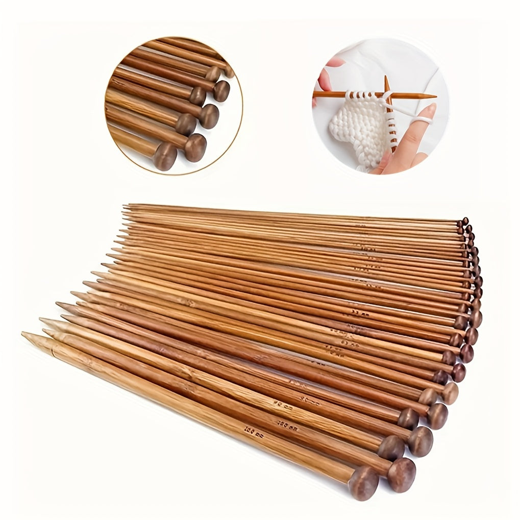 36pcs Bamboo Knitting Stick Needle Set 2mm 10mm Straight Needle with Plug
