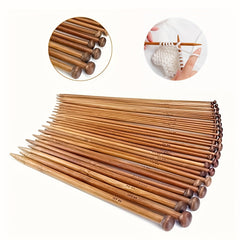 36pcs Bamboo Knitting Stick Needle Set 2mm 10mm Straight Needle with Plug