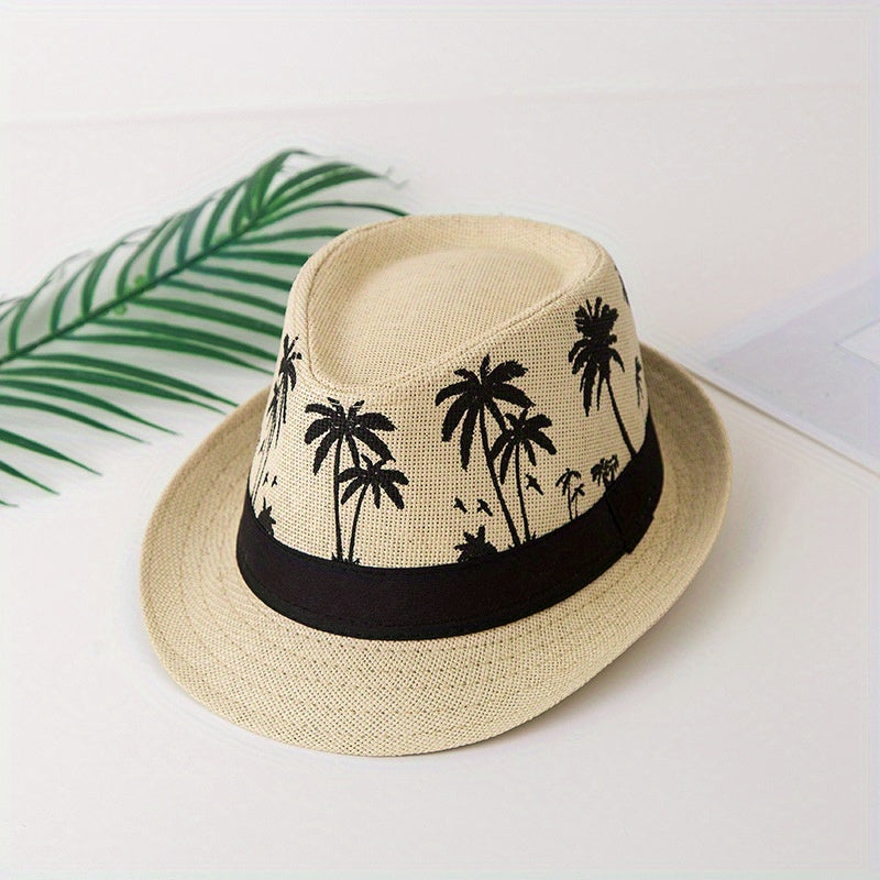 Palm Tree Jazz Hat Sun Protection Unisex Straw Hat