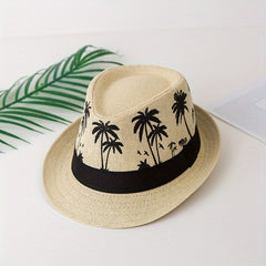 Palm Tree Jazz Hat Sun Protection Unisex Straw Hat