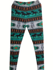Boho High Waist Stretchy Leggings Graphic Print Skinny Leggings