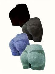 4pcs Women's Seamless Quick Drying Yoga Sports Shorts High Waist