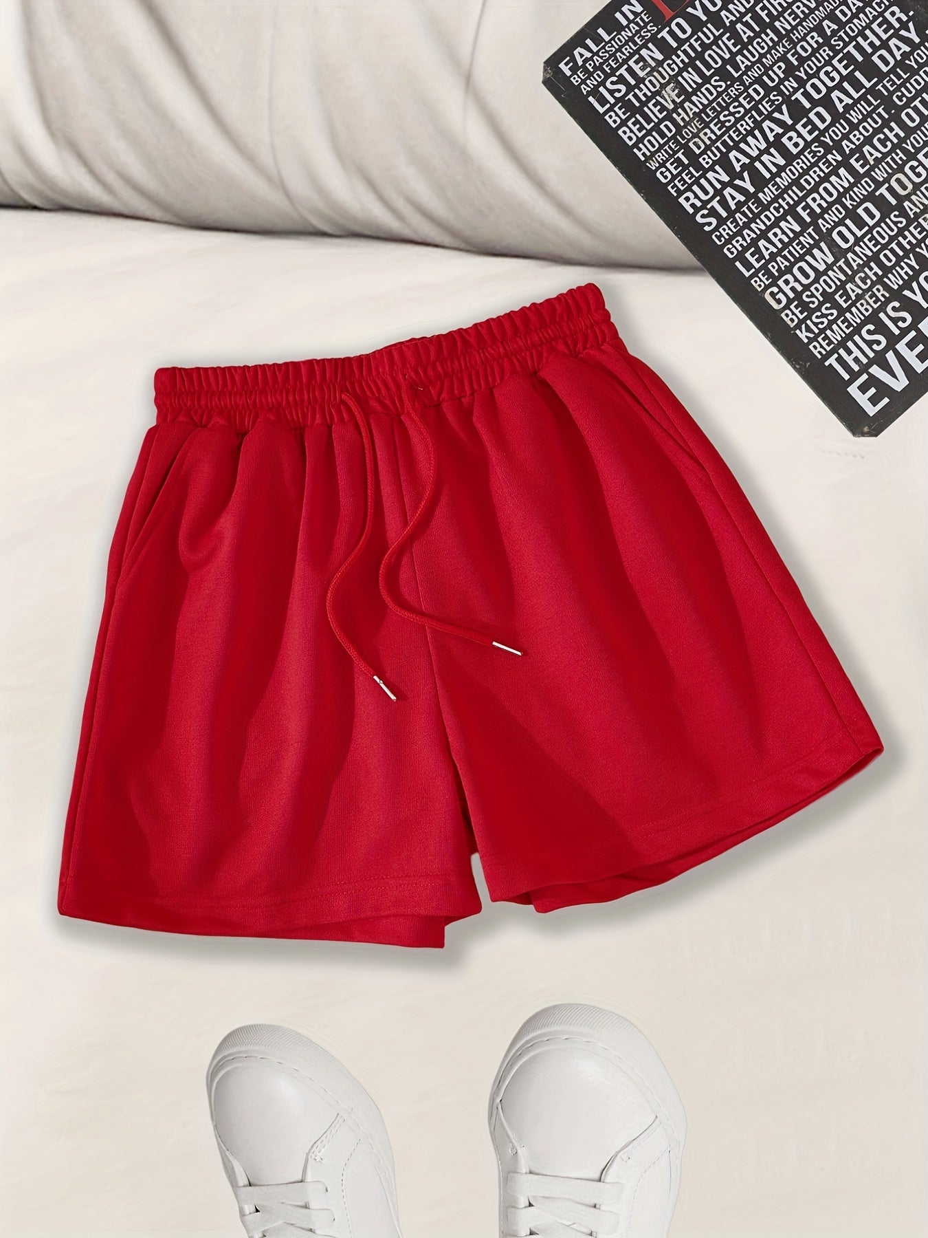 Drawstring Solid Shorts for Women Summer & Spring