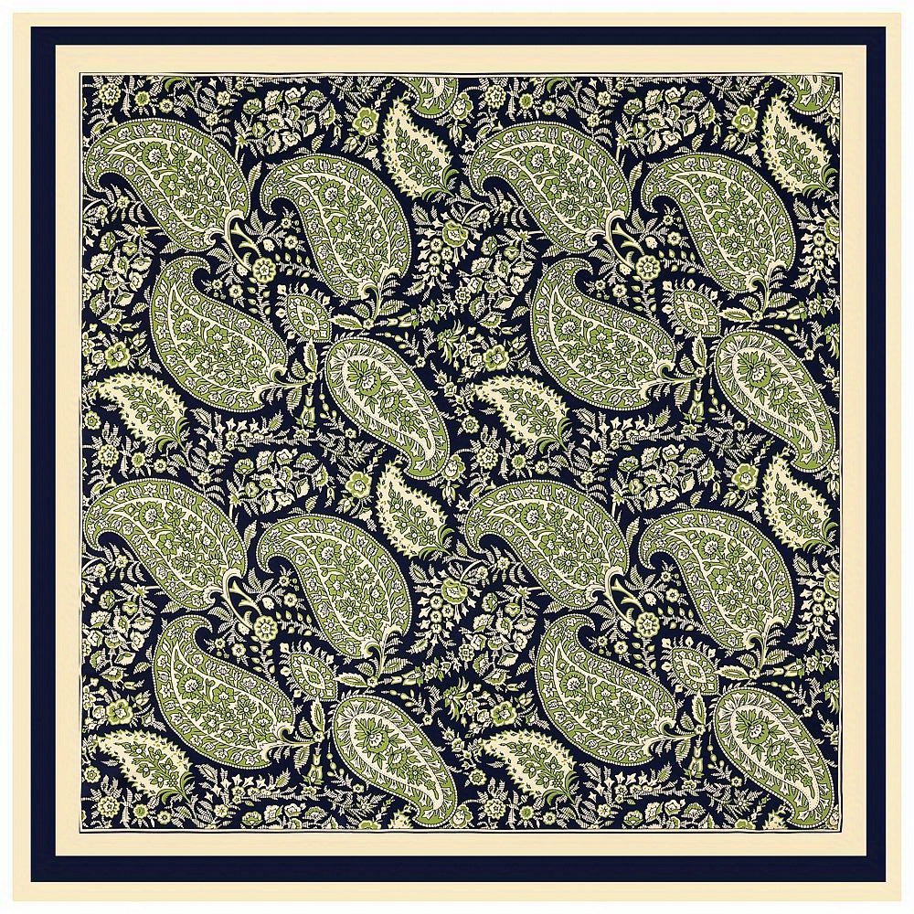 Large Paisley Print Square Scarf Vintage Satin Shawl Boho Head Scarf