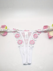 5pcs Floral Embroidery Thongs Mesh Panties Women's Lingerie