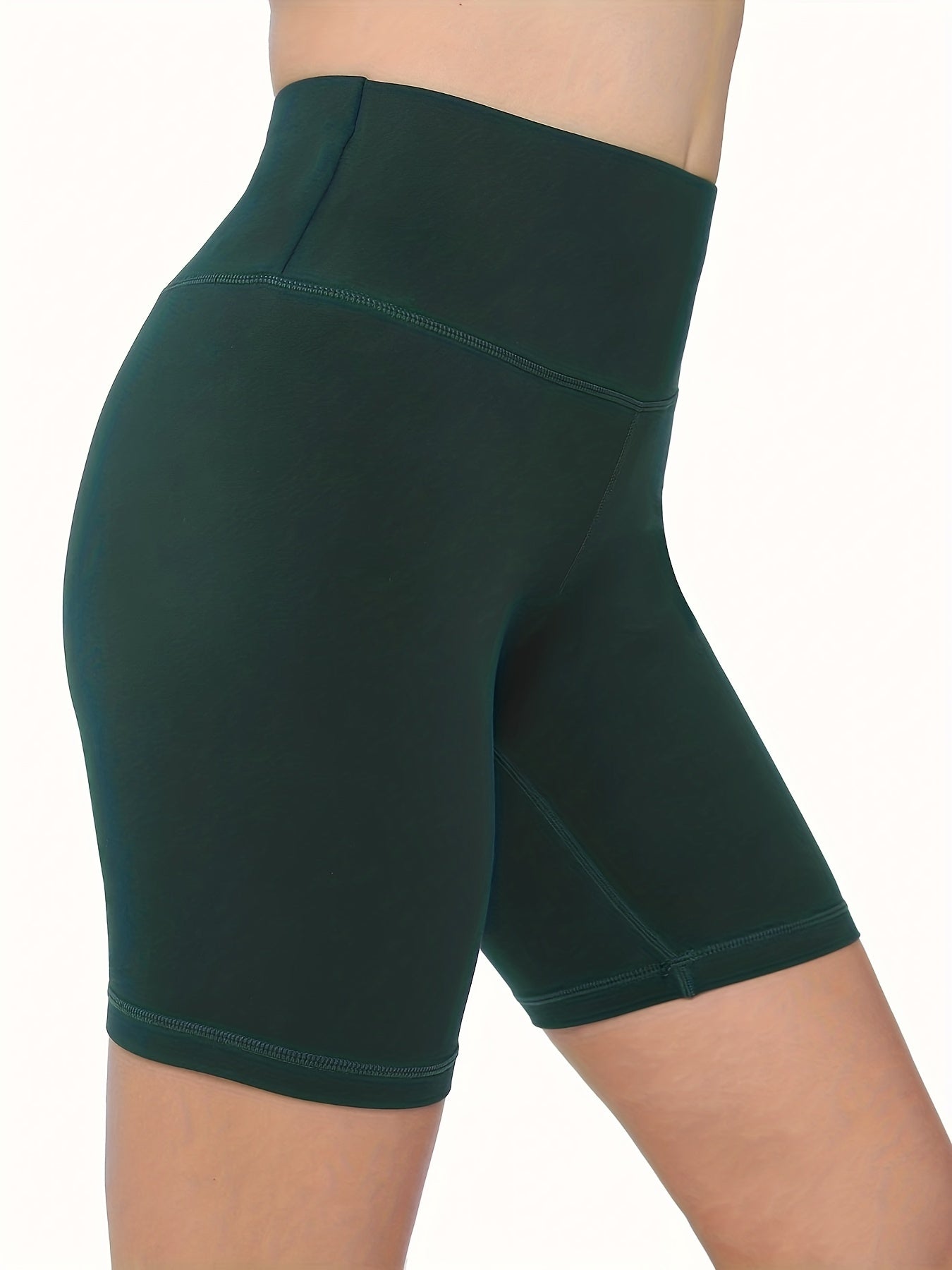Solid Sports Shorts Elastic Running Fitness Tight Shorts Women's Activewear