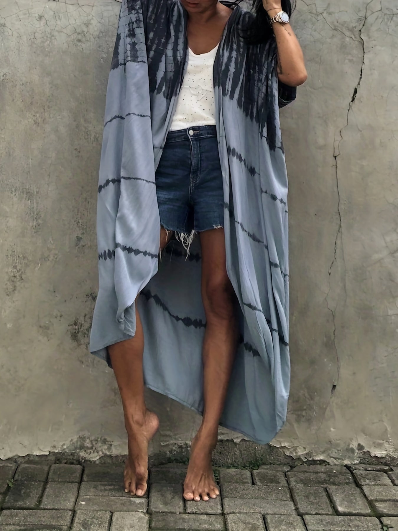 Tie Dye Plus Size Boho Cover Up Dress with Belt