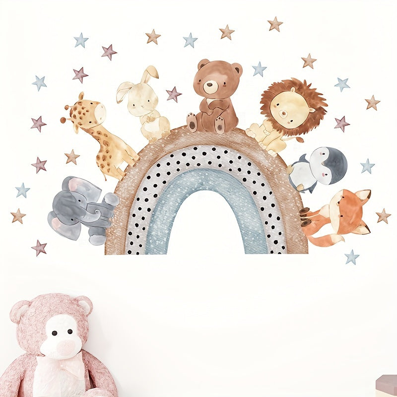 Cartoon Animals Rainbow Wall Sticker for Room Decoration