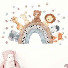 Cartoon Animals Rainbow Wall Sticker for Room Decoration