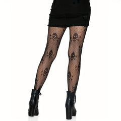 3 Pack Skull Pattern Fishnet Tights High Waist Halloween Pantyhose