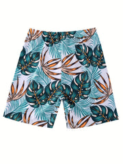 Men's Quick Dry Swim Trunks Tropical Leaf Pattern
