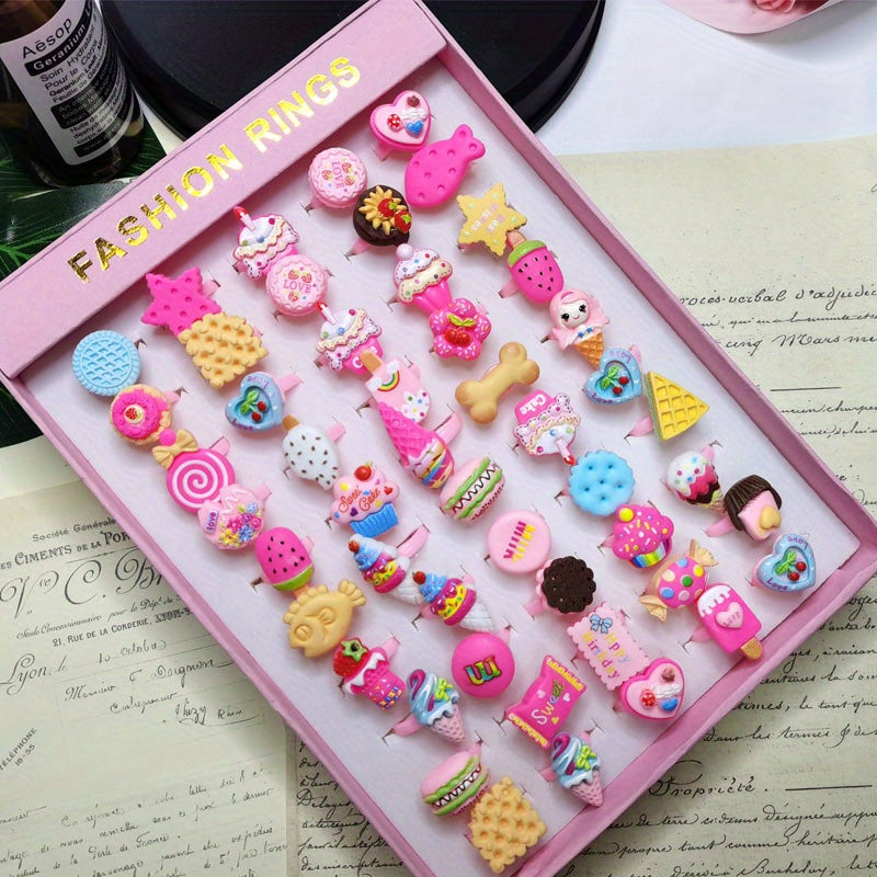 10pcs Girls Cartoon Heart Ring Set for Holiday Gift