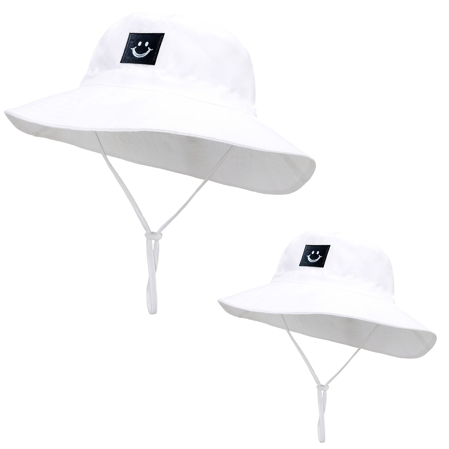 Kids Smile Face Patch Sun Hat Bucket Hat Adjustable Straps