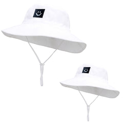 Kids Smile Face Patch Sun Hat Bucket Hat Adjustable Straps