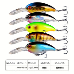 5pcs Crankbait Fishing Lures 3 94inch Big Wobblers Quick Dive Carp Fishing