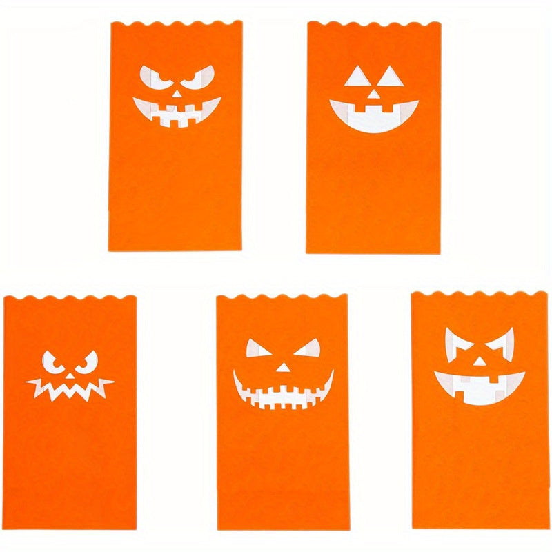 20pcs Halloween Luminary Bags Pumpkin Grimace Patterns