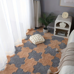 6pcs Thick Plush Shag Puzzle Floor Mat, Fluffy Area Rugs, Anti-Slip Washable