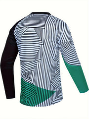 Men's Geometric Pattern V Neck Tee for Spring Fall