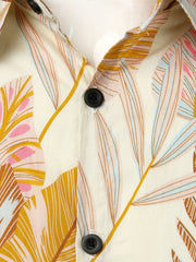 Men's Leaf Pattern Button Up Short Sleeve Shirt