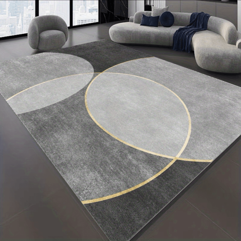 1pc Light Grey Semicircle Geometric Pattern Indoor Mat Room Decor Rug Home Decor