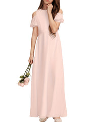Girls Off Shoulder Casual Party Dress Little Bridesmaid Dress
