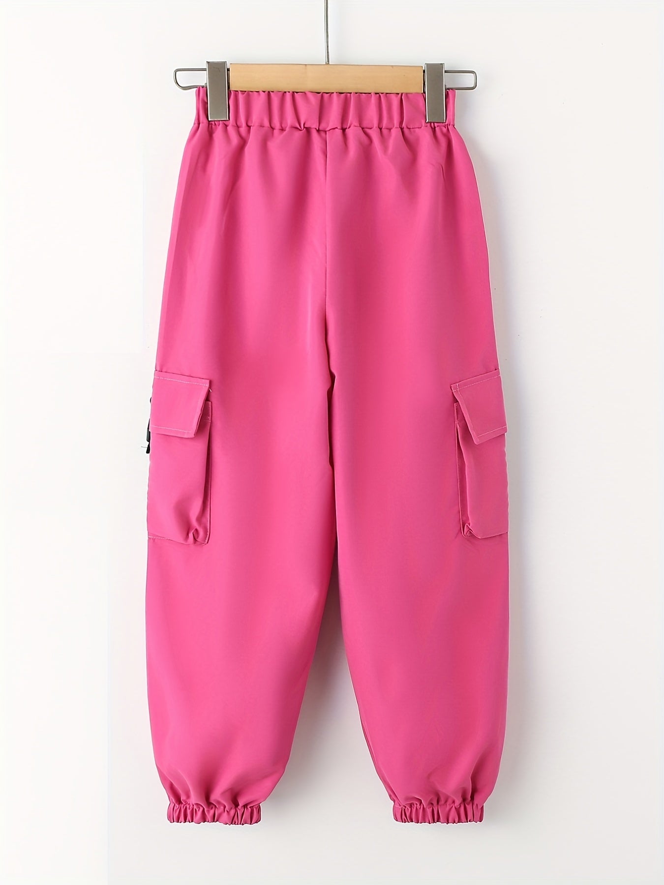 Girls Cargo Pants with Buckle Tape Chain Detail