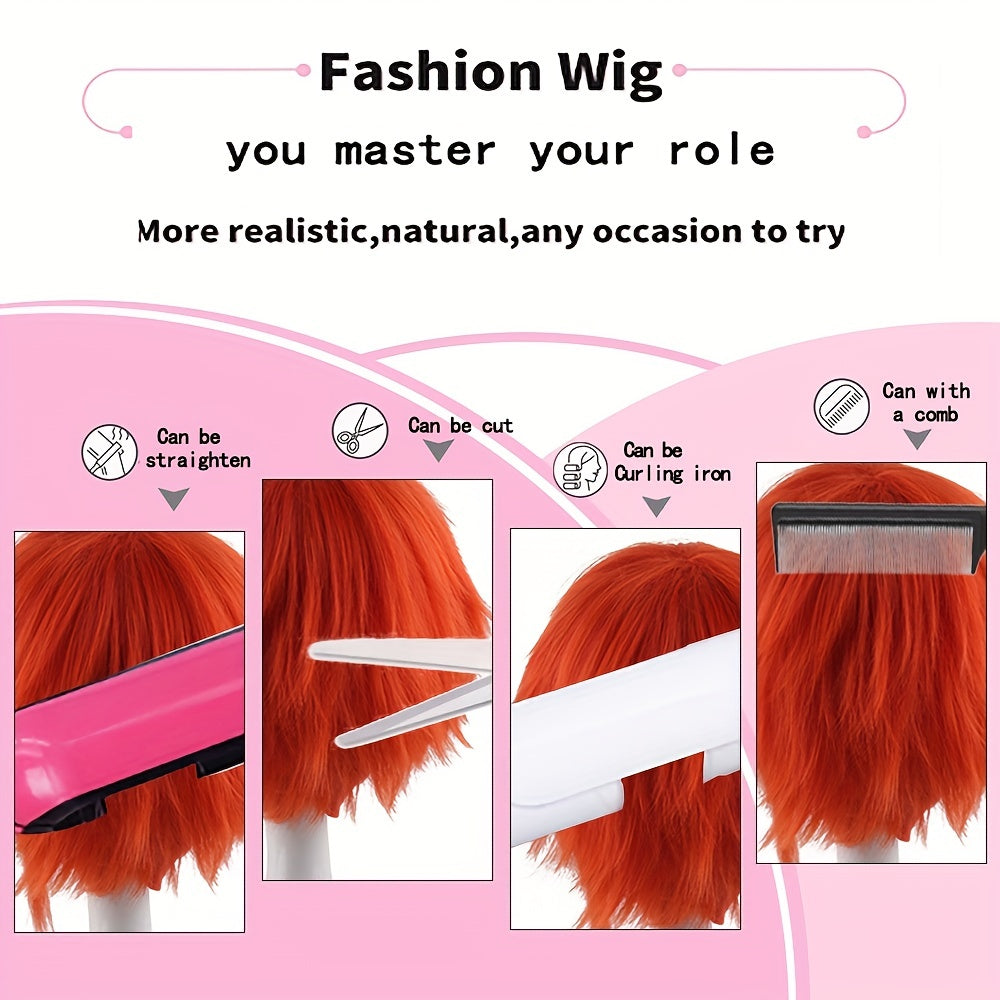 Men's Orange Wig Chemical Fiber Wig Hair Accessories