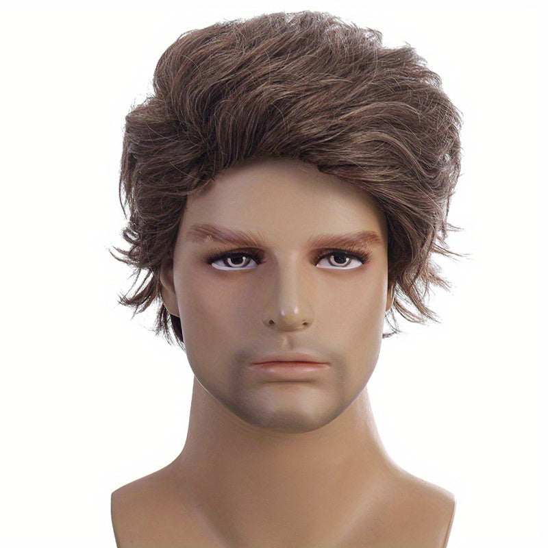 Men's Dark Brown Short Hair Wig for Parties