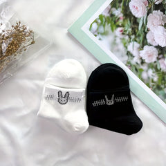 Bunny Rhinestone Crew Socks - Comfy & Breathable Women's Stockings