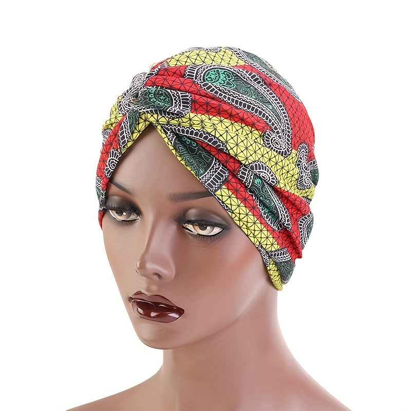 Paisley Plaid Print Turban Cap Boho Bonnet Head Wrap