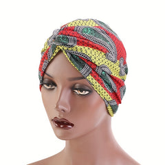 Paisley Plaid Print Turban Cap Boho Bonnet Head Wrap